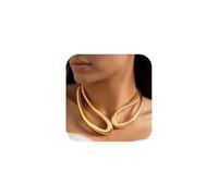 TINGN 14K Gold Plated Chunky Necklaces for Women Trendy Choker Necklace Gold Thick Teardrop Beaded Ball Paperclip Snake Chain Necklaces Bold Statement Collar Jewellery Gifts for Women