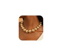TINGN 14K Gold Plated Chunky Necklaces for Women Trendy Choker Necklace Gold Thick Teardrop Beaded Ball Paperclip Snake Chain Necklaces Bold Statement Collar Jewellery Gifts for Women