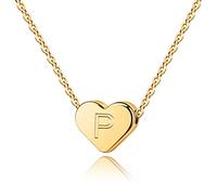 TINGN 14K Gold Plated Initial P Heart Necklace for Girls - Cute Birthday, Valentine's Day, Mother's Day Gift for Women