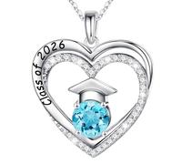 TINGN 2026 Graduation Gift for Her - Graduation Presents, Sterling Silve Birthstone Necklace for Women Girls Presents, Class of 2026 Gifts, 925 Sterling Silver March Birthstone Necklace Jewelry