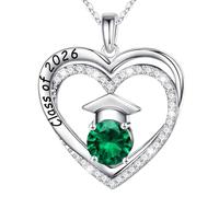 TINGN 2026 Graduation Gift for Her - Graduation Presents, Sterling Silve Birthstone Necklace for Women Girls Presents, Class of 2026 Gifts, 925 Sterling Silver May Birthstone Necklace Jewelry