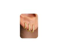TINGN 3 Pairs Gold Hoop Earrings for Women 14K Gold Plated Chunky Hoop Earrings Set Hypoallergenic Earring Lightweight Dangle Earring Set Piercing Jewellery for Women Teenage Girls