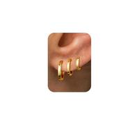 TINGN 3 Pairs Gold Hoop Earrings for Women 14K Gold Plated Chunky Hoop Earrings Set Hypoallergenic Earring Lightweight Dangle Earring Set Piercing Jewellery for Women Teenage Girls