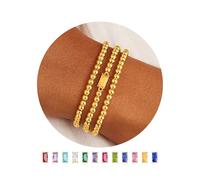 TINGN 3 PCS November (Citrine) Gold Birthstone Bracelets for Women 14K Gold Plated Stackable Beaded Bracelets Strand Chain Bracelet Handmade Stretch Ball Bead Jewellery Gifts for Women Girls