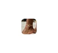 TINGN Anklets for Women - Colorful Beaded Anklets Layered Anklet Set Heart Ankle Bracelets with Letter L Gold Anklet Waterproof Summer Beach Ankle Bracelets for Women Gift for Girlfriend Teenage Girls