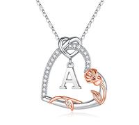 TINGN Anniversary Birthday Gifts for Her Women - Wedding Anniversary Necklace Gifts, Gifts for Wife, Christmas Gifts for Her, Valentines Gifts for Her, 925 Sterling Silver Initial A Necklace Jewellery