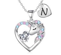 TINGN Birthday Gifts for Girls - Unicorns Gifts for Girls, Unicorn Necklace for Girls | N Initial Necklaces for Teen Girls Gifts | Jewelry for Girls | Girls Jewelry Birthday Gifts