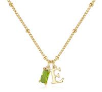 TINGN Birthstone Necklaces for Women - Gold Necklaces for Women Initial E August Birthstone Peridot Necklace Womens Letter Choker Necklace Gold Jewelry Birthday Gifts Personalised Gifts for Wife Mom