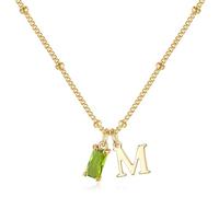 TINGN Birthstone Necklaces for Women - Gold Necklaces for Women Initial M August Birthstone Peridot Necklace Womens Letter Choker Necklace Gold Jewelry Birthday Gifts Personalised Gifts for Wife Mom