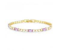 TINGN Birthstone Tennis Bracelet for Women 14K Gold Plated Adjustable 7 Inch with Cubic Zirconia Hypoallergenic Jewelry Gift for Birthday, Wedding, Anniversary