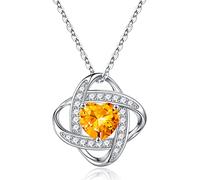 TINGN Christmas Gifts for Women, 925 Sterling Silver November Birthstone Citrine Jewellery Necklace for Wife Mum Wedding Anniversary Birthday Gifts for Women Her Wife