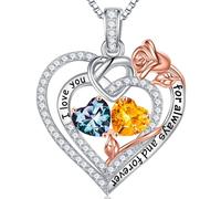 TINGN Christmas Gifts for Women, 925 Sterling Silver Wife Necklace Wife Jewellery Birthday Gifts for Women Her June November Birthstone Necklace Alexandrite Citrine Jewellery