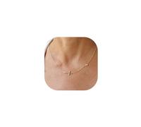 TINGN Cross Necklace for Women, 14K Gold Plated Sideway Cross Necklace Dainty Diamond Cross Necklace Cute Gold Cross Necklaces for Women Trendy Gold Jewelry for Women Girls