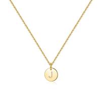 TINGN Gifts for 13 14 15 Year Old Girl - 14K Gold Filled Disc Engraved Double Side Hammered Initial Necklace 9-13 Year Old Girl Birthday Gift Ideas Personalized Alphabet Letter Necklace Pendant J