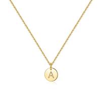 TINGN Girls Gifts Necklaces for Girls - Gold Disc Initial Necklaces for Girls Women Personalized Letter Necklace Girls' Jewelry Tiny Engraved Initial Necklace for Women Teens Girls Gifts Pendant A