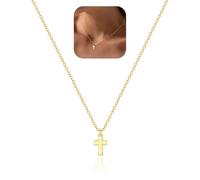 TINGN Gold Cross Necklace for Women 14K Gold Plated Cross Pendant Necklace Dainty Choker Trendy Crucifix Jesus Necklaces Jewellery Gift for Women Girls