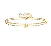 TINGN Gold Initial Bracelets for Women Girls - 14K Gold Plated Letter S Initial Bracelet Dainty Gold Heart Bracelets for Women Mum Sister Ladies Bracelet Personalised Gifts for Women Girls Jewelry