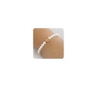 TINGN Gold Initial Pearl Bracelet for Women, Letter B Gold Initial Bracelets for Women Teen Girl, Tiny Bracelets for Bridesmaid Wedding Prom Girls Pearl jewellery