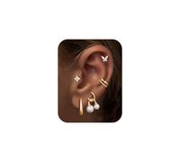 TINGN Gold Tone Earrings for Women 14K Gold Plated Hypoallergenic Tiny Stud Earrings Dainty Pearl Earring/CZ Butterfly/Ear Cuff Cartilage Earrings for Multiple Piercing