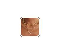 TINGN Gold Tone Necklace for Women 14K Gold Plated Layered Necklaces Dainty Stackable Pendant Necklace Layering Paperclip Satellite Chain Cubic Zirconia Pendant Trendy Women's Jewelry Gifts