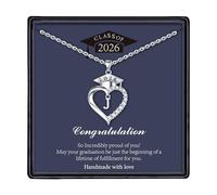 TINGN Graduation Gift for Her 2026, Heart Initial Necklaces With Class Of 2026 Heart Pendant Initial J Necklace for Women Teenage Girls College Meaningful Cap Necklace Graduation Gift for Her