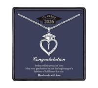 TINGN Graduation Gift for Her 2026, Heart Pendant Initial Necklaces With Class Of 2026 Meaningful Cap Heart Necklace College Graduates Friendship Gift for Her Graduation Necklace for Women Girls