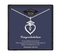 TINGN Graduation Gift for Her 2026, Heart Pendant Initial Necklaces With Class Of 2026 Meaningful Cap Heart Necklace College Graduates Friendship Gift for Her Graduation Necklace for Women Girls