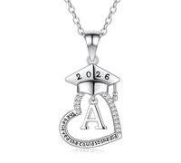 TINGN Graduation Gift for Her 2026 - Initial A Heart Necklace Silver Necklaces for Women Jewellery for Women Girls Graduation Gift for Her
