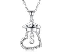 TINGN Graduation Gift for Her 2026 - Initial S Necklace with Class Of 2026 Silver Jewellery for Girls Women Sister Graduation Gifts