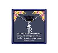 TINGN Graduation Gift for Her - 2026 Meaningful Cap Initial Necklaces Initial R Pendant Necklace Silver Necklace Personalized Graduate Gifts for Women Girls Graduation Gift for Her Class of 2026