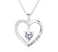 TINGN Graduation Gift for Her - 925 Sterling Silver Necklace April Birthstone White Topaz Necklace Meaningful Cap Pendant Personalized Graduation Gift for Her High School Good Friend Class of 2026