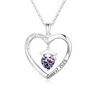 TINGN Graduation Gift for Her - 925 Sterling Silver Necklace June Birthstone Necklace Heart Necklaces mit CZ Meaningful Cap Pendant Graduation Gift for Her High School Best Friend Class of 2026