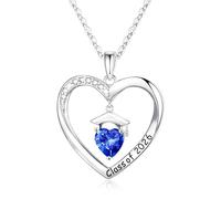 TINGN Graduation Gift for Her - 925 Sterling Silver Necklace September Birthstone Sapphire Necklace Meaningful Cap Pendant Personalized Graduation Gift for Her High School Good Friend Class of 2026