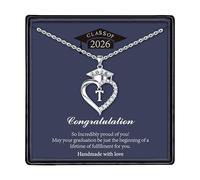 TINGN Graduation Gift for Her, Class of 2026 Presents, Initial Heart Necklaces with CZ Heart Pendant Necklace Initial T Necklace for Women Girls High School College Graduation Gift for Her 2026