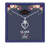 TINGN Graduation Gift for Her, Class of 2026 Presents, Initial Heart Necklaces with CZ Heart Pendant Necklace Initial T Necklace for Women Girls High School College Graduation Gifts 2026