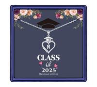 TINGN Graduation Gift for Her, Initial D Necklace Class Of 2026 Heart Pendant Initial N Necklaces for Women Girls Cap Heart Necklace Graduate Gift for Him 2026 High School College Graduation Gifts