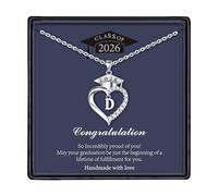 TINGN Graduation Gift for Her, Initial D Necklace Class Of 2026 Heart Pendant Initial Necklaces for Women Girls Cap Heart Necklace Graduate Gift for Him 2026 High School College Graduation Gifts