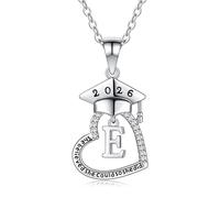 TINGN Graduation Gift for Her - Initial E Heart Necklace Silver Graduation Cap Necklaces for Women Girls High School College Presents Prom Gifts for Girls 2026