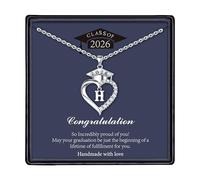 TINGN Graduation Necklace for Women Girls, Meaningful Cap Heart Pendant Initial Necklaces With Class Of 2026 Cap Necklace High School Friend Gifts for Girls Graduation Gift for Her 2026