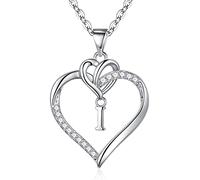 TINGN Heart Initial Necklaces for Women, 14K White Gold Plated Heart Initial I Pendant Necklace Dainty Heart Necklaces Silver Heart Necklaces for Girlfriend Jewelry for Women Teen Girls Gifts