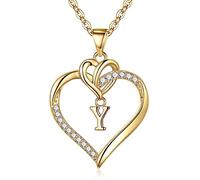 TINGN Heart Necklaces for Women Girls, Dainty Heart Necklace 14K Gold Plated Heart Initial Y Pendant Necklace Dainty Heart Necklaces for Women Teen Girls Jewelry Gifts for Women Girls