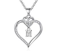TINGN Heart Necklaces for Women Teen Girls, Cute Heart Initial M Necklaces for Girls Women Dainty Heart Necklace Birthday Valentines Day Mothers Day Gifts for Mom Wife Women Girls Girlfriend
