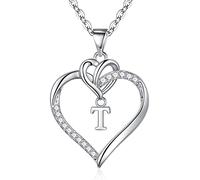 TINGN Heart Necklaces for Women Teen Girls, Cute Heart Initial T Necklaces for Girls Women Dainty Heart Necklace Birthday Valentines Day Mothers Day Gifts for Mom Wife Women Girls Girlfriend