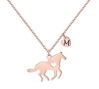 TINGN Horse Gifts for Girls, Horse Necklaces for Women Horse Lovers Gifts for Girls M Necklace for Girls Stainless Steel Heart Letter Necklace Initial Alphabet Necklace Horse Jewelry for Girls