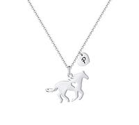 TINGN Horse Necklaces for Little Girls Gifts, Horse Gifts for Girls Horse Gifts for Horse Lovers Horse Jewelry P Initial Necklace for Girls Horse Jewelry for Girls