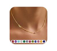 TINGN Initial Gold Necklaces for Women - 14K Gold Plated Initial E July Birthstone Necklace Dainty Necklaces Letter Ruby Rose Red Color Necklace Birthday Gifts for Womens Jewelry Gifts for Women