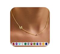 TINGN Initial Gold Necklaces for Women - 14K Gold Plated Initial M July Birthstone Necklace Dainty Necklaces Letter Ruby Rose Red Color Necklace Birthday Gifts for Womens Jewelry Gifts for Women