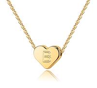 TINGN Initial Necklaces for Girls - 14K Gold Plated Dainty Initial Heart Necklace Letter B Pendant Necklaces Birthday Gifts Jewellery for Women Teen Girl Children