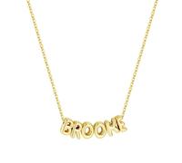 TINGN Personalised Name Necklace for Women 14K Gold Plated Dainty Name Pendant Elegant Jewellery Ideal for Birthday Gifts for Women Girls Teens Brooke