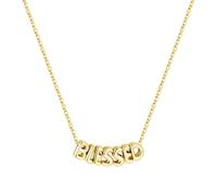 TINGN Personalised Name Necklace for Women 14K Gold Plated Dainty Name Pendant Elegant Jewellery Ideal for Birthday Gifts for Women Girls Teens Blessed